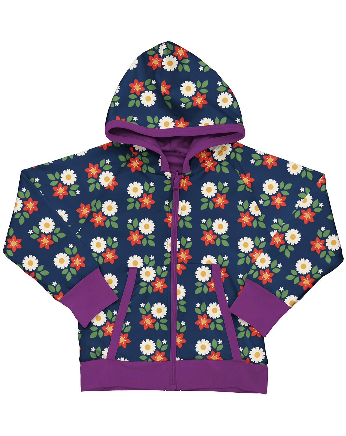 Kapuzenjacke FLOWERS zum Wenden in dunkelblau