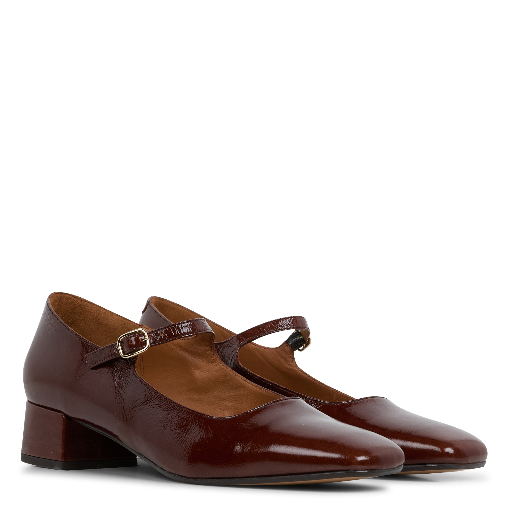 BRENDA - Babies en cuir vernis | Marron