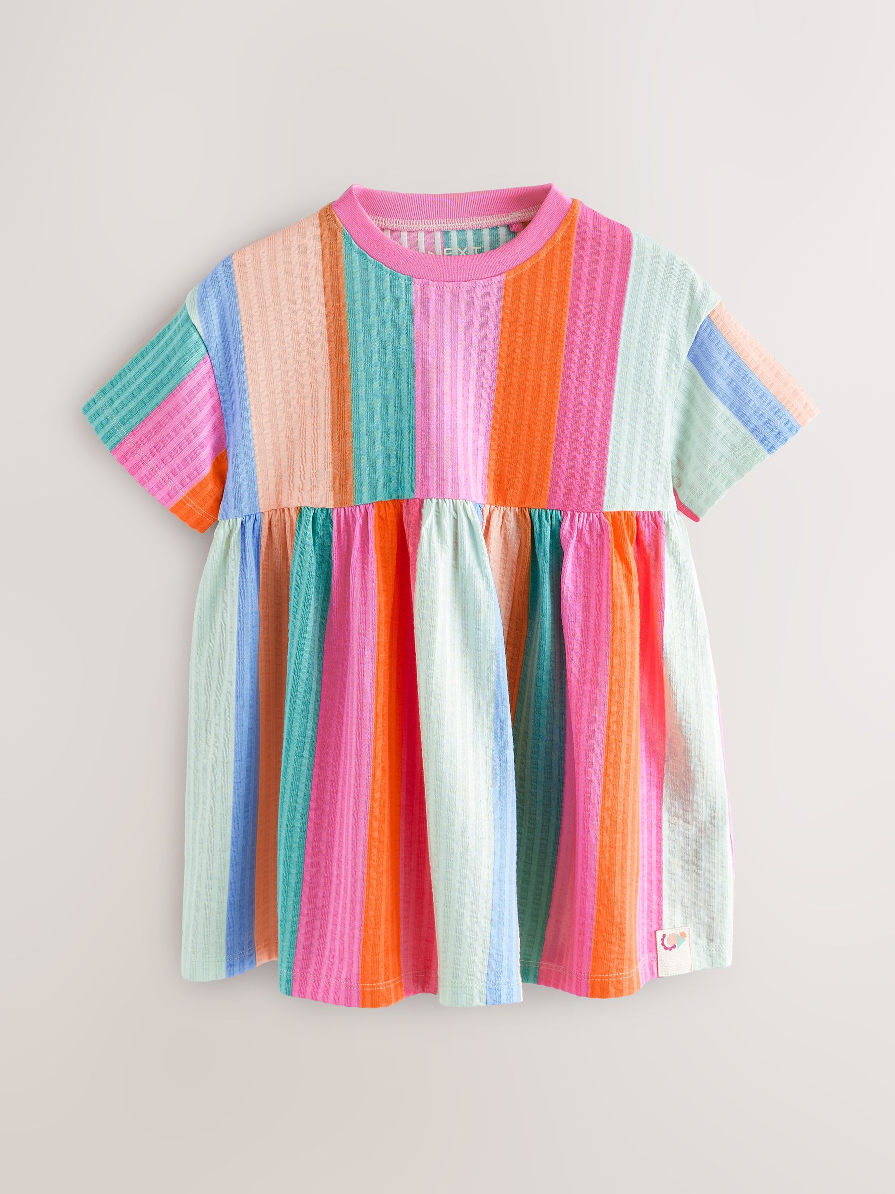 Regenboogstrepen - Zomerjurk met korte mouwen (3mnd -7jr)