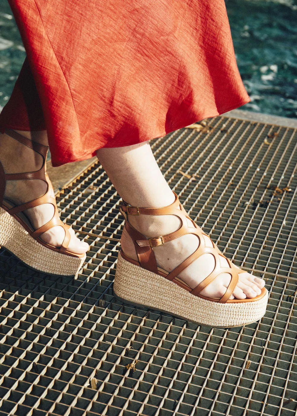 SPARTIATE TINA CUIR CAMEL