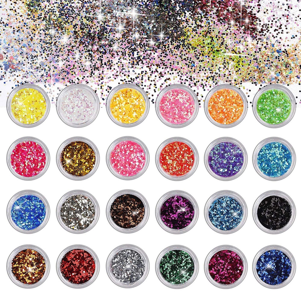 (24-tlg. Set) Nail Art Gel Nägel UV Glitzer Pulver - Style 5