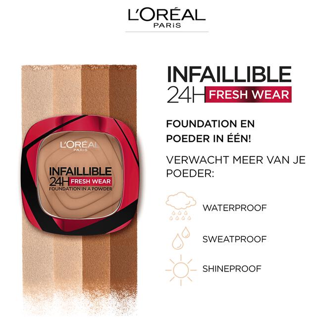 L'Oréal Paris Infaillible 24H Fresh Wear Foundation in a Powder 330 Hazelnut