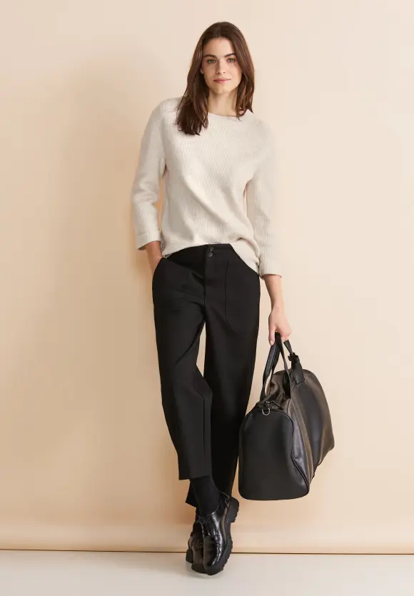 Melange Strickpullover - cream white melange