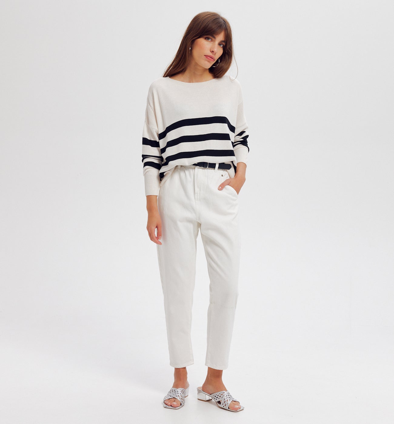 Pull marin rayé Femme - Rayé Noir