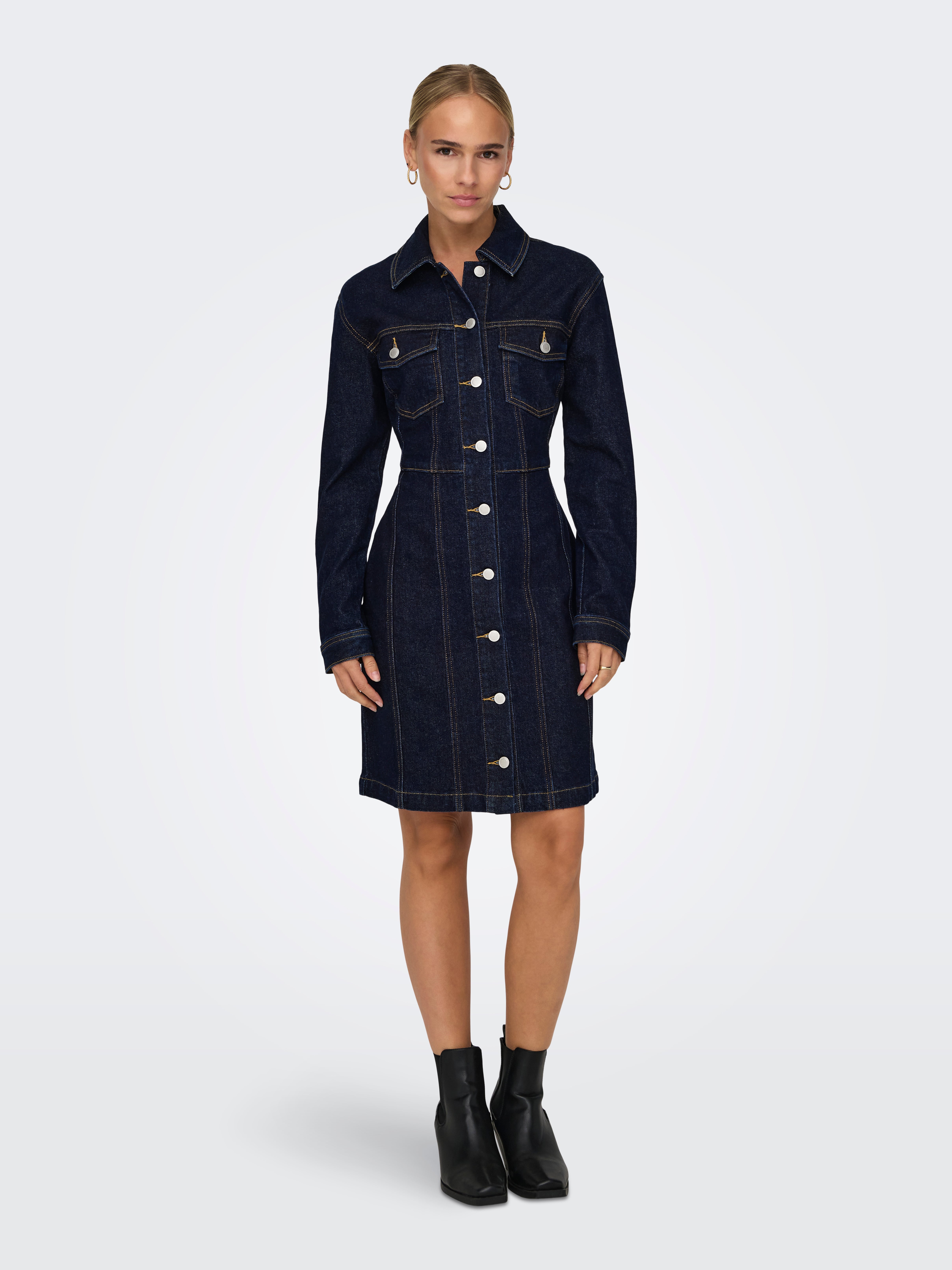 ONLHEATHER Langes Kleid Dark Blue Denim