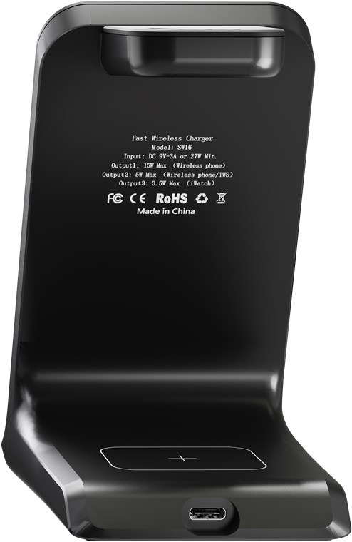 (15W) 3in1 Ladegerät Qi Wireless Charger für Apple iPhone / Apple Airpods / Apple Watch Ladestation (60217) - Schwarz
