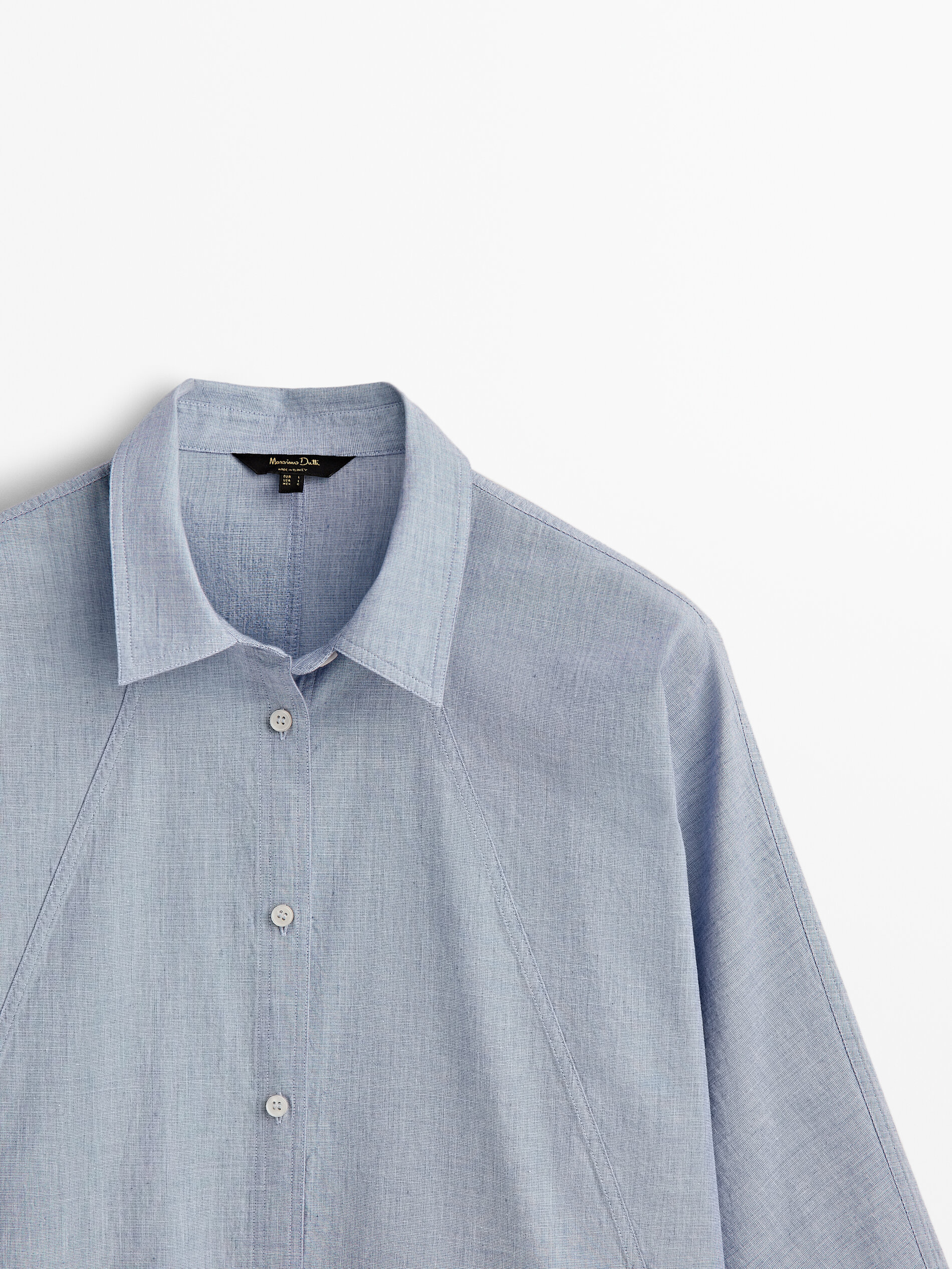Camisa de algodão chambray - AZUL