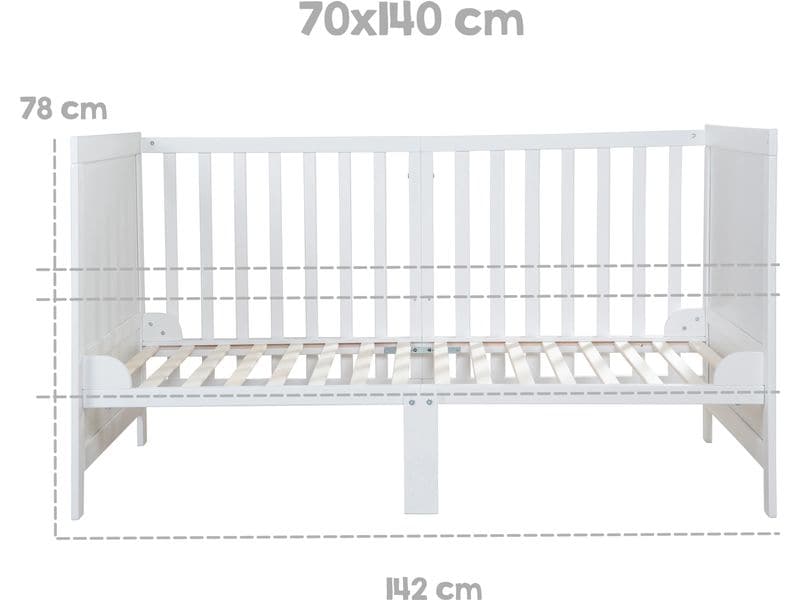 roba Babybett Kombi Easy Sleep Weiss, 70 x 140 cm Kombi-Kinderbett umbaubar