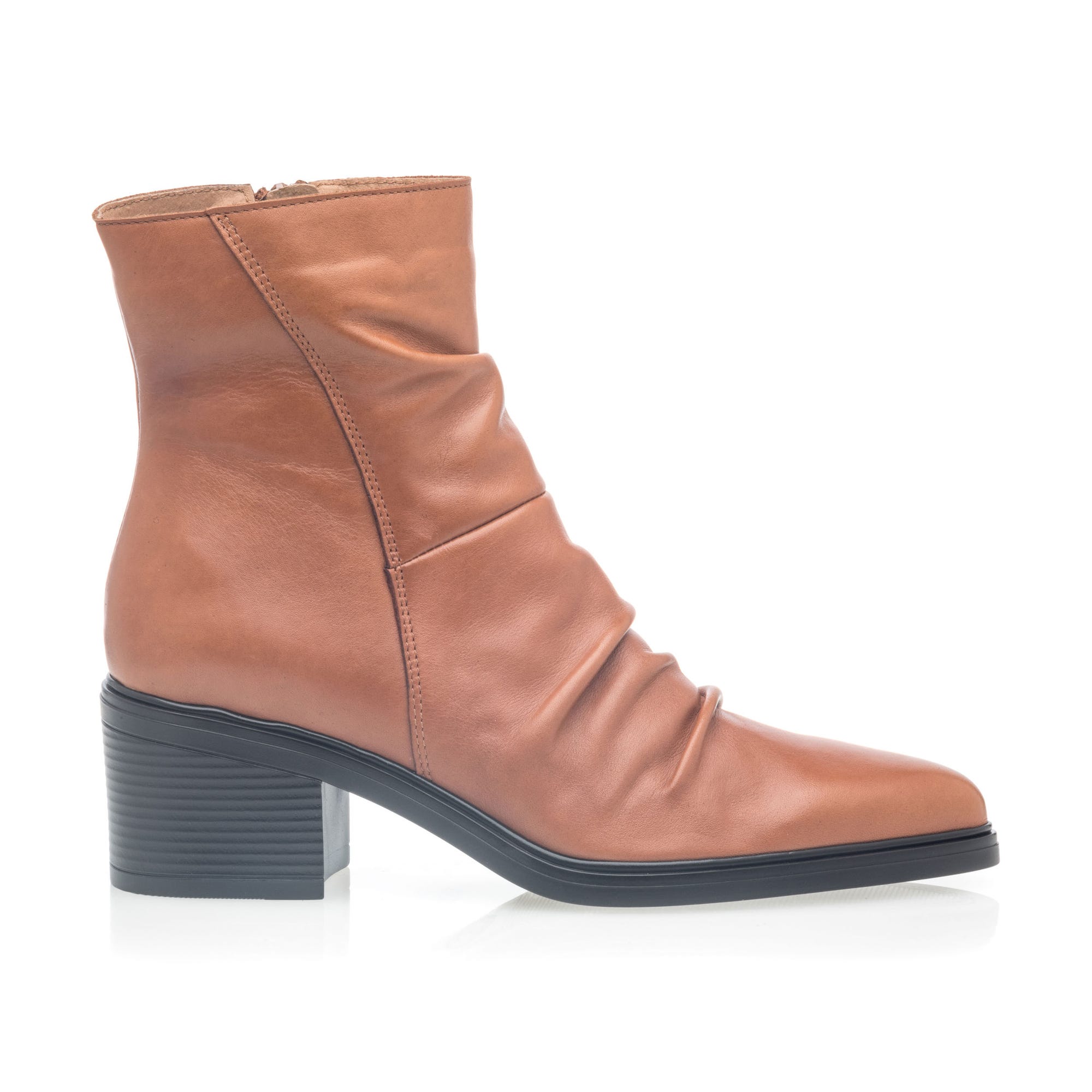 Bottines à talon Femme en cuir cognac
