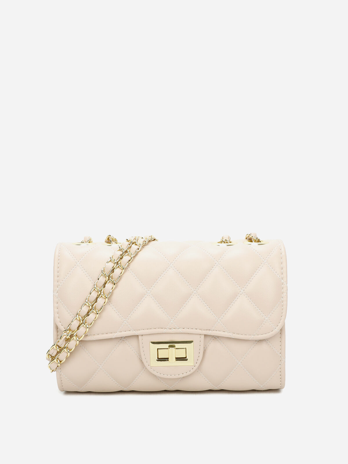 Sac matelassé à anse métallique- Beige