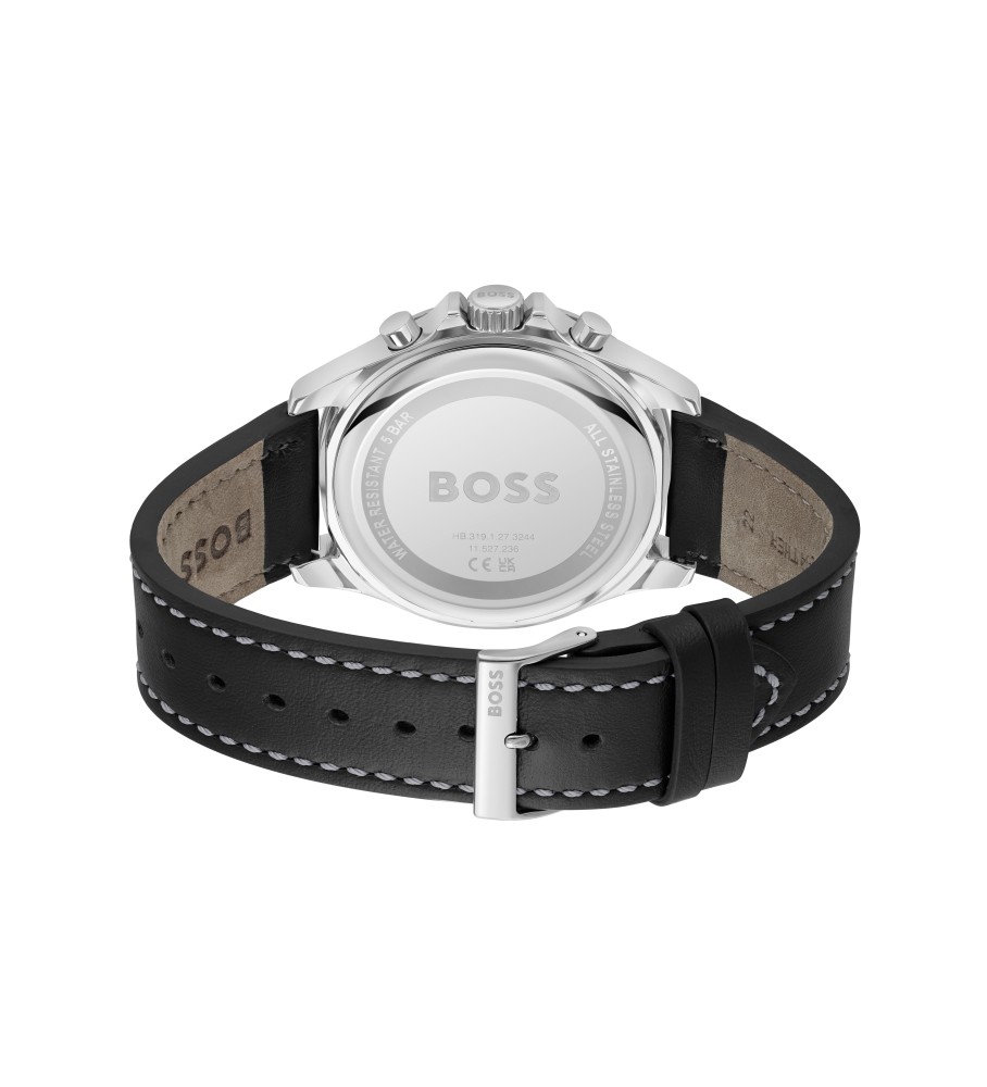 Relógio analógico BOSS com pulseira de couro Troper Black