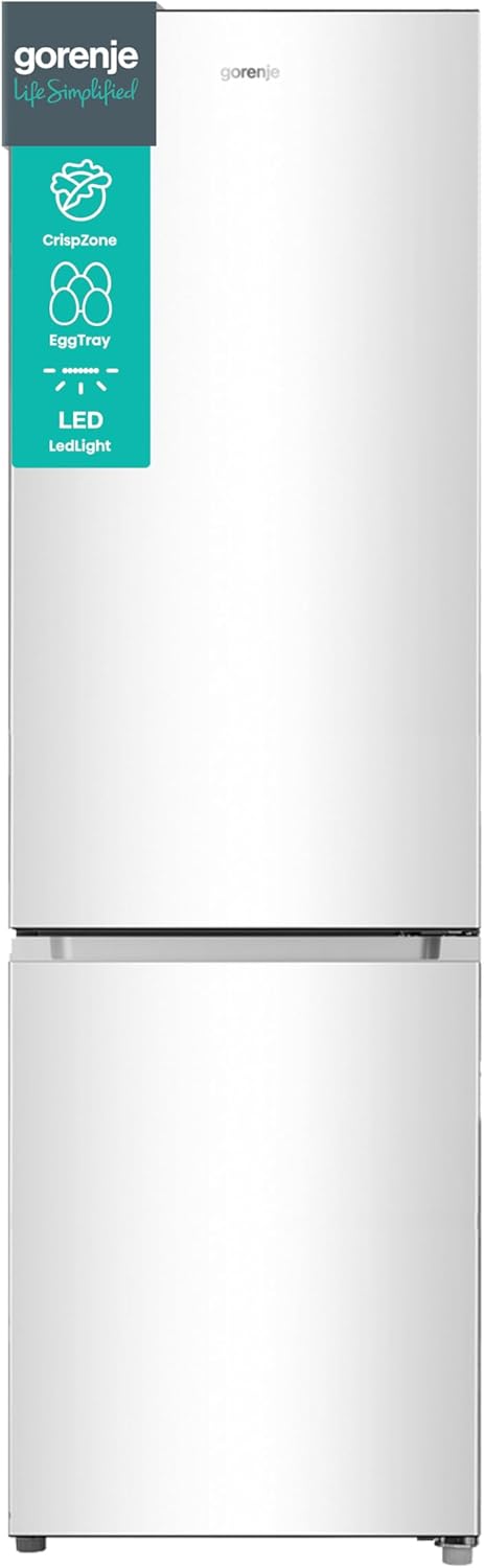 Gorenje RK 4182 PW4 Kühl-Gefrierkombination, 269 Liter Gesamtkapazität, 198 Liter Kühlteil, 71 Liter Gefrierteil, LED-Beleuchtung, Gemüsefach, Türanschlag wechselbar, weiß