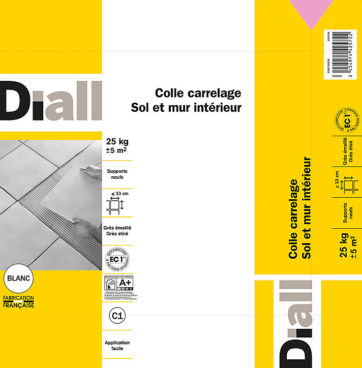 Colle carrelage sol et mur intérieur blanc 25 kg