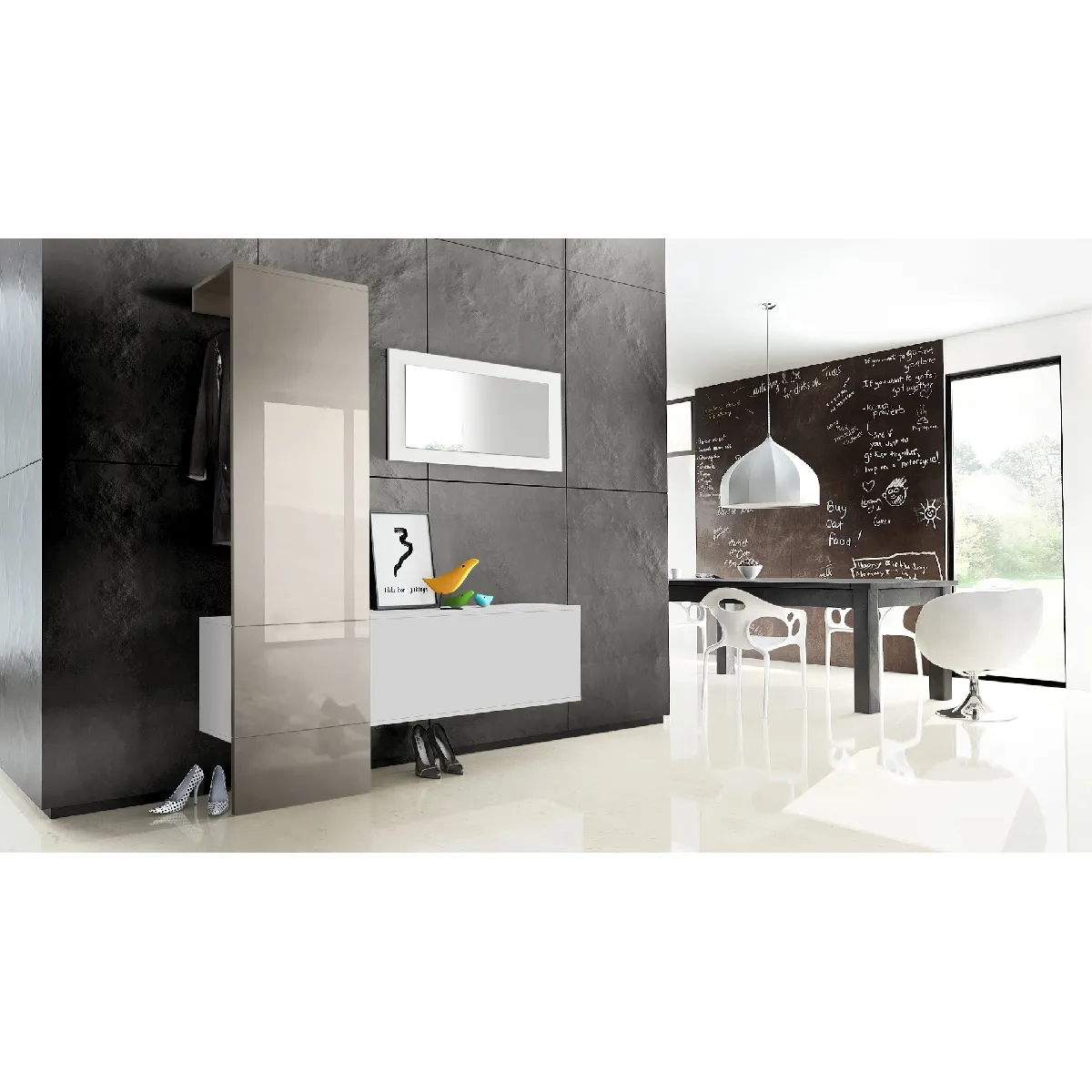 MPC Vestiaire Blanc Mat Gris Laqué