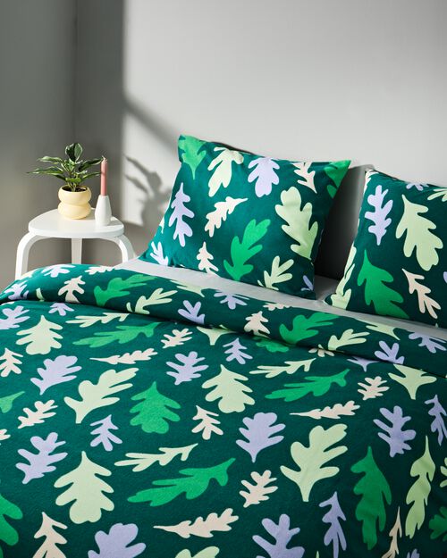 housse de couette flanelle 240 x 200/220 feuilles vert