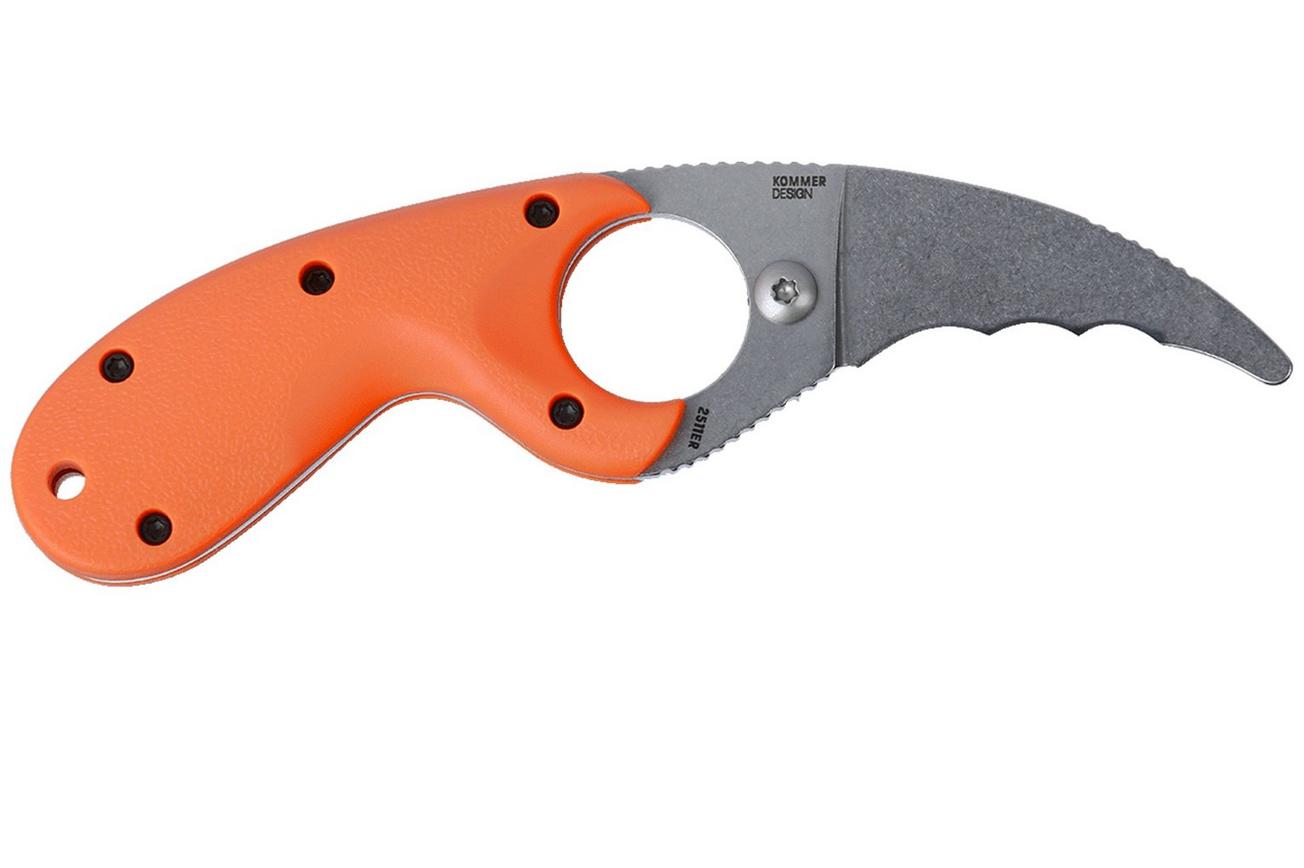 CRKT Bear Claw Stonewash, Veff Serrations 2511ER Orange GRN reddingsmes, Russ Kommer design