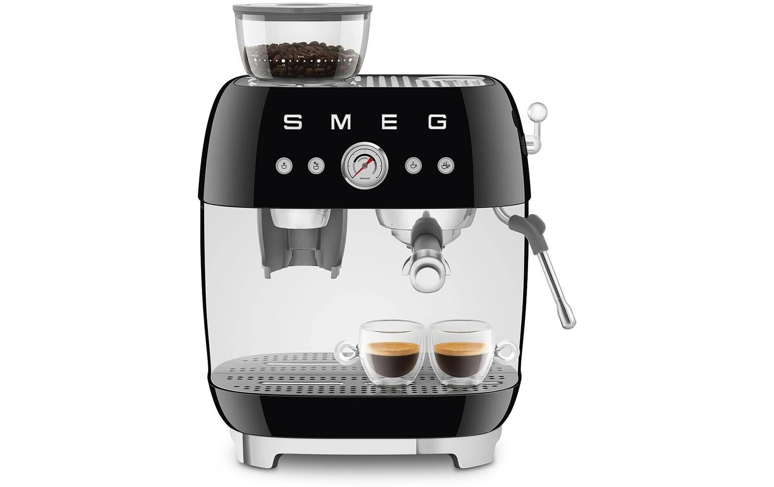 Siebträgermaschine 50's Style EGF03BLEU Schwarz<br>Espresso Kaffeemaschine