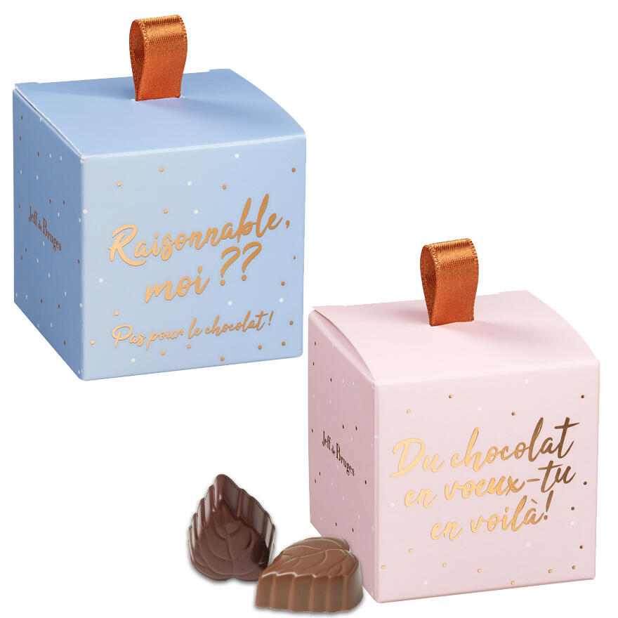 Cube chocolats convive nouvel an rose ou parme