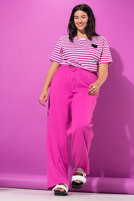 Marlenehose, Wide Legs, High Waist, Elastikbund
