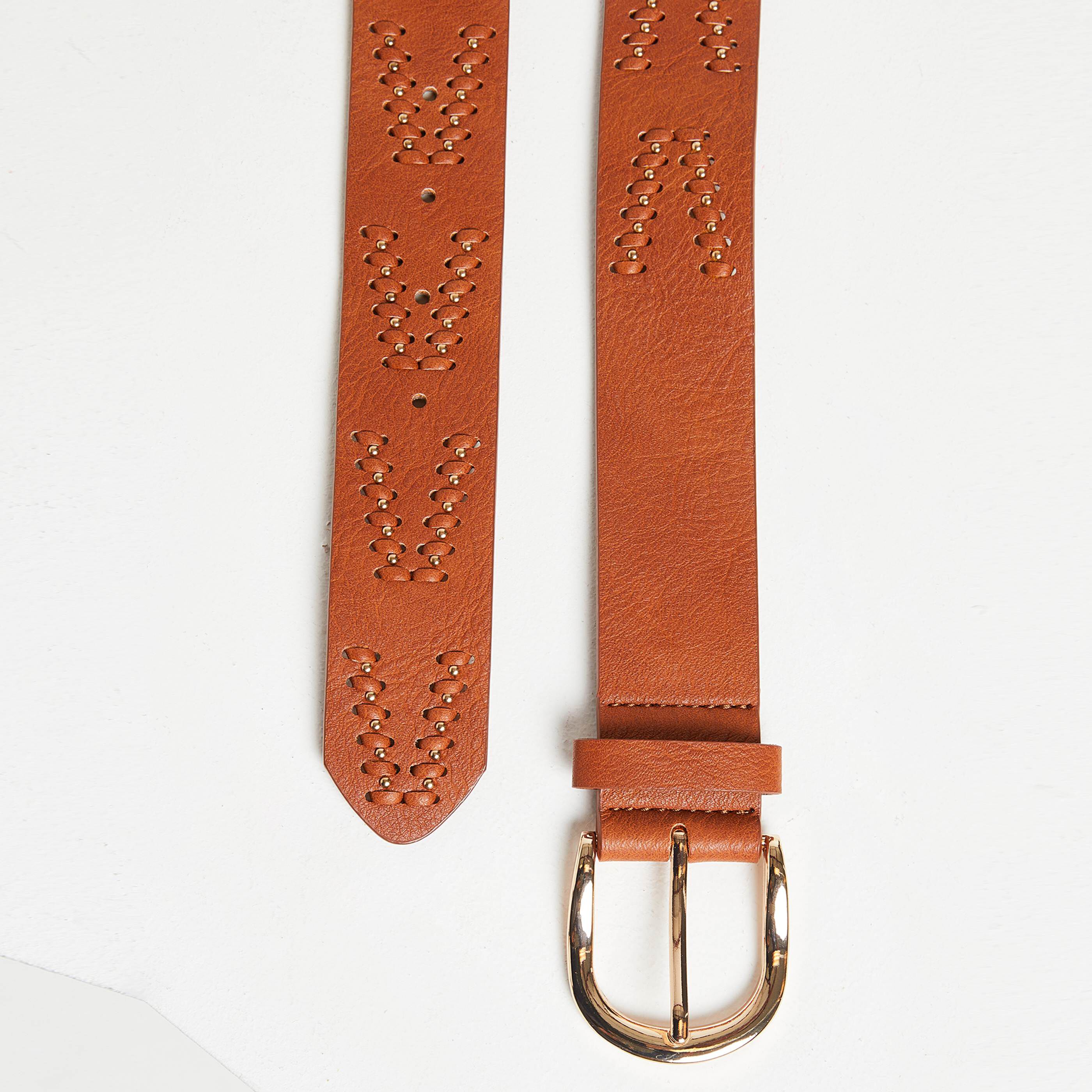 Ceinture fantaisie cloutée femme - CAMEL