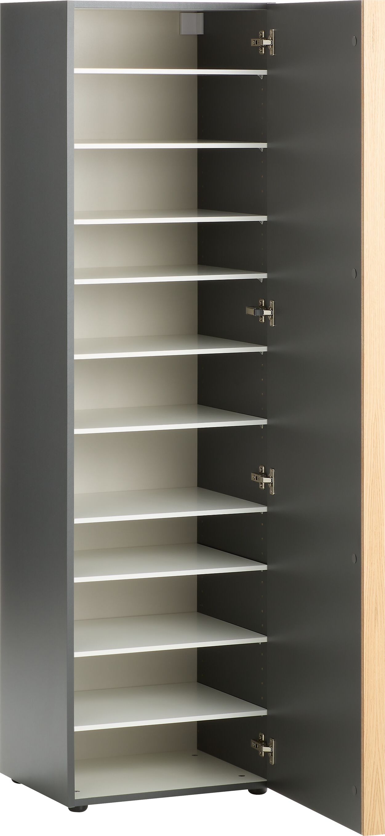 RAKKEL II Schuhschrank - Anthrazit / B: 50.0 cm x T: 41.6 cm x H: 174.5 cm