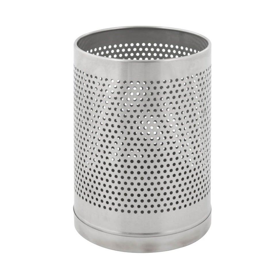 PROREGAL Geperforeerde ronde afvalbak van roestvrij staal 10 liter HxØ 29 x 22 cm Zilver