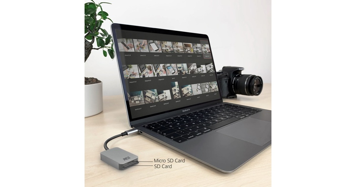 ACT ConnectivityUSB-C kaartlezer voor SD en micro SD, SD 4.0 UHS-II  (Aluminium)