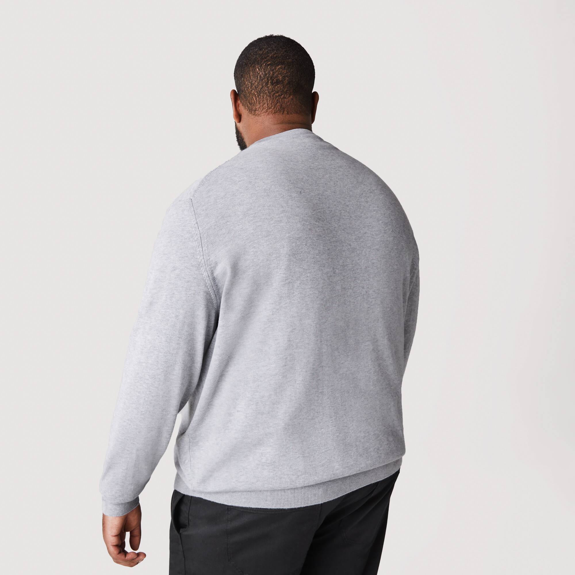 Herren Baumwollpullover mit V-Ausschnitt Pullover - Grau - Lacoste - Herren