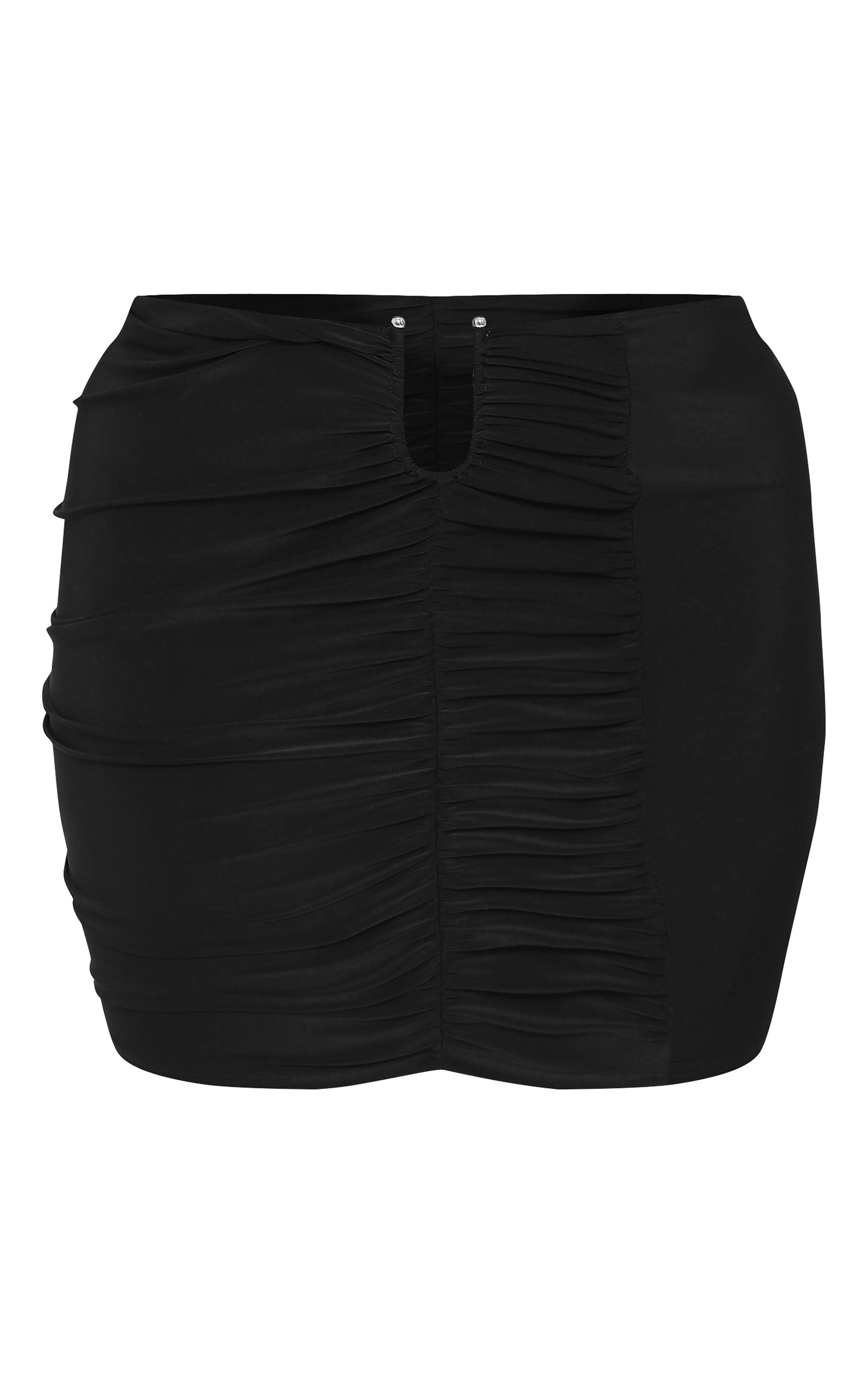 Noir Haut Bardot Grande Taille En Tissu Slinky Avec Détails De Finition Dorés