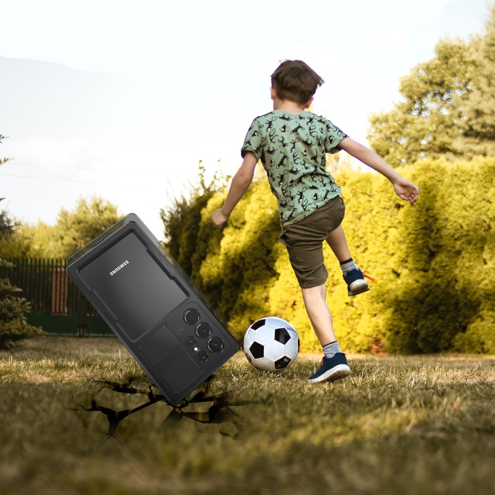 Samsung Galaxy S23 Ultra 5G Wasserfeste Outdoor Schutz Hülle (IP68) - Schwarz / Transparent