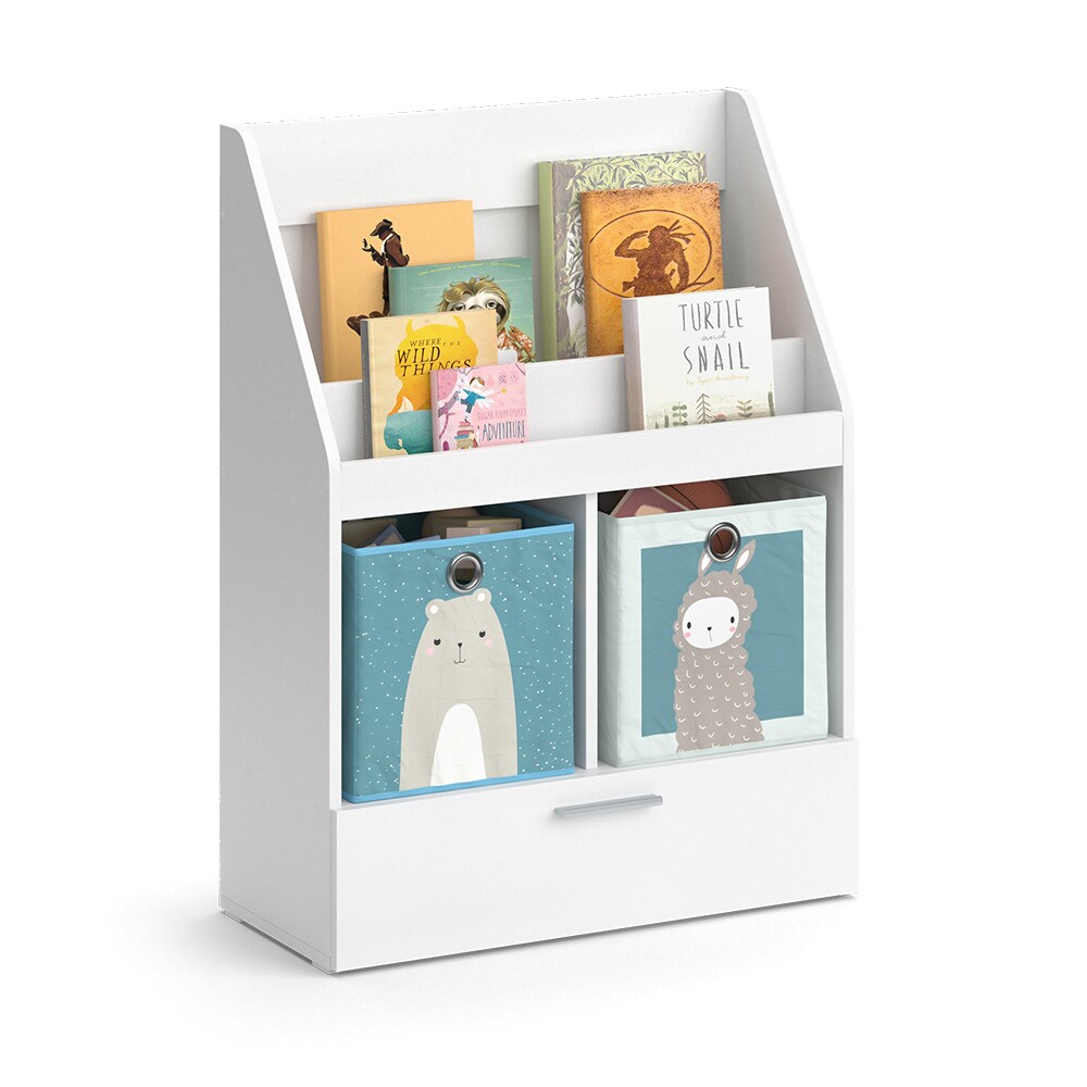 Vicco Kinderregal Bücherregal Wandregal Luigi Weiß 72x96 cm modern Kinderzimmer Regal Spielzeugregal Dekoregal Standregal Aufbewahrungsregal Würfelregal Schublade Ablage Fach freistehend Faltbox