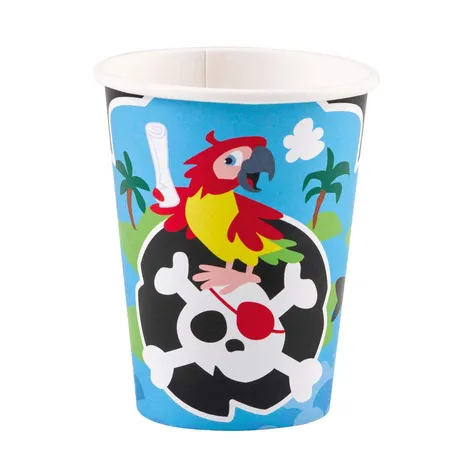 amscan 8 Papierbecher Pirat, 250 ml