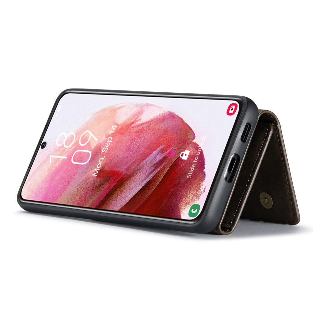 2in1 Samsung Galaxy S23 5G Leder Hülle Wallet   Magnetisches Kreditkartenfach - Dunkelbraun