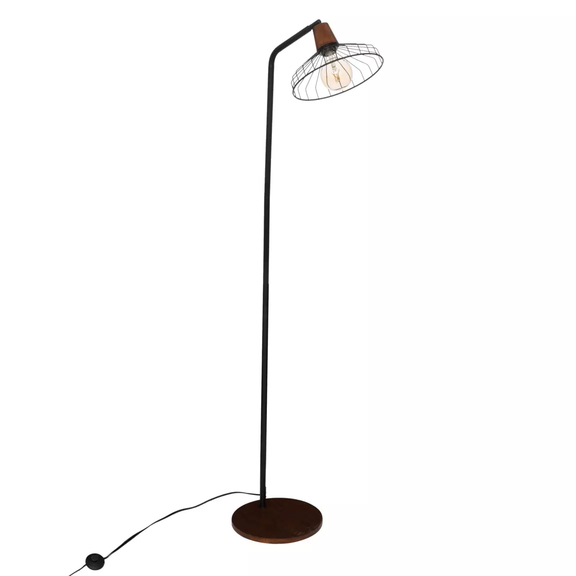 Lampadaire en bois et métal (H163 cm) Popy Noir