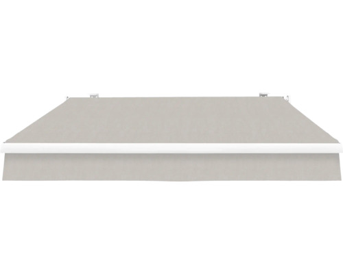SOLUNA knikarmscherm Proof 2,5x2 Stofdesign 6196 Frame RAL 9010 Zuiver Wit Aandrijving rechts incl. slinger