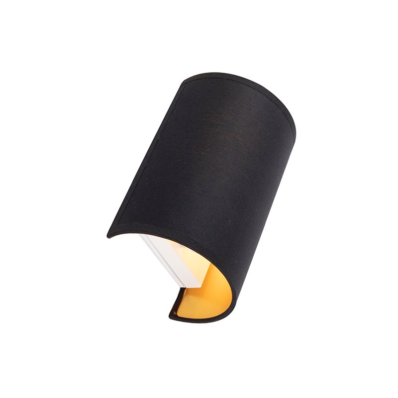 Moderne wandlamp, zwart en goud - Simple Drum