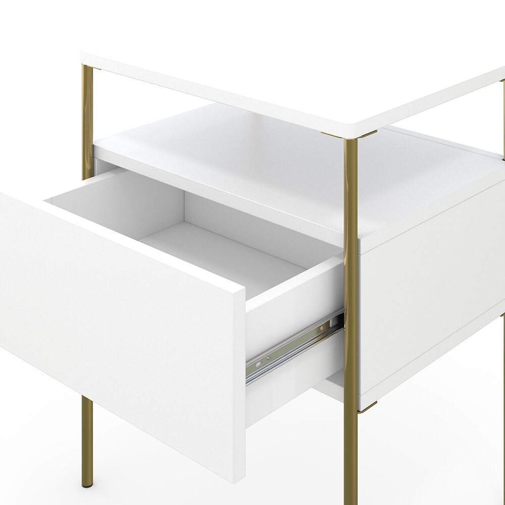 Vicco Nachtschrank Mira Weiß Gold 40 x 50 cm 2er Set Ablage Nachtkommode modern