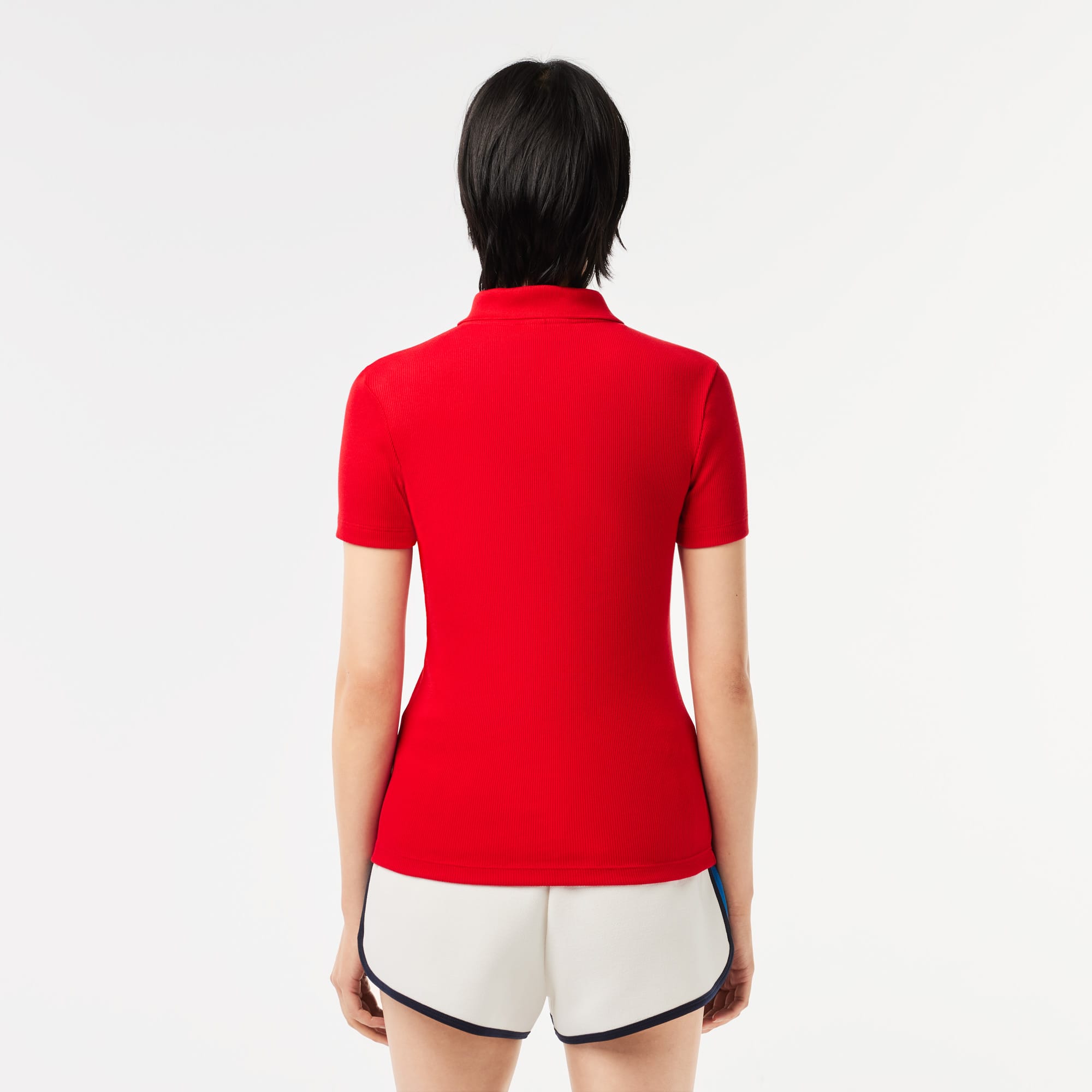 Polo L.12.D slim fit en coton côtelé Manches Courtes - Rouge - Lacoste - Femme