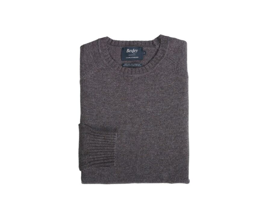 Pull homme en laine col rond Chocolat chiné - CONNIC