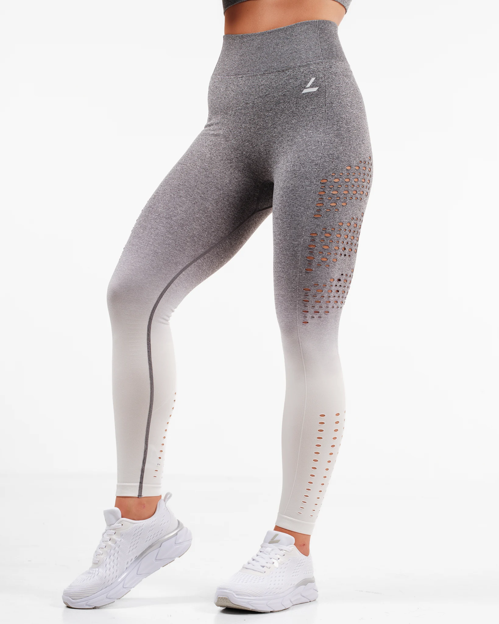 LEVITY Fade Mesh Seamless Tights Light Grey Ombre