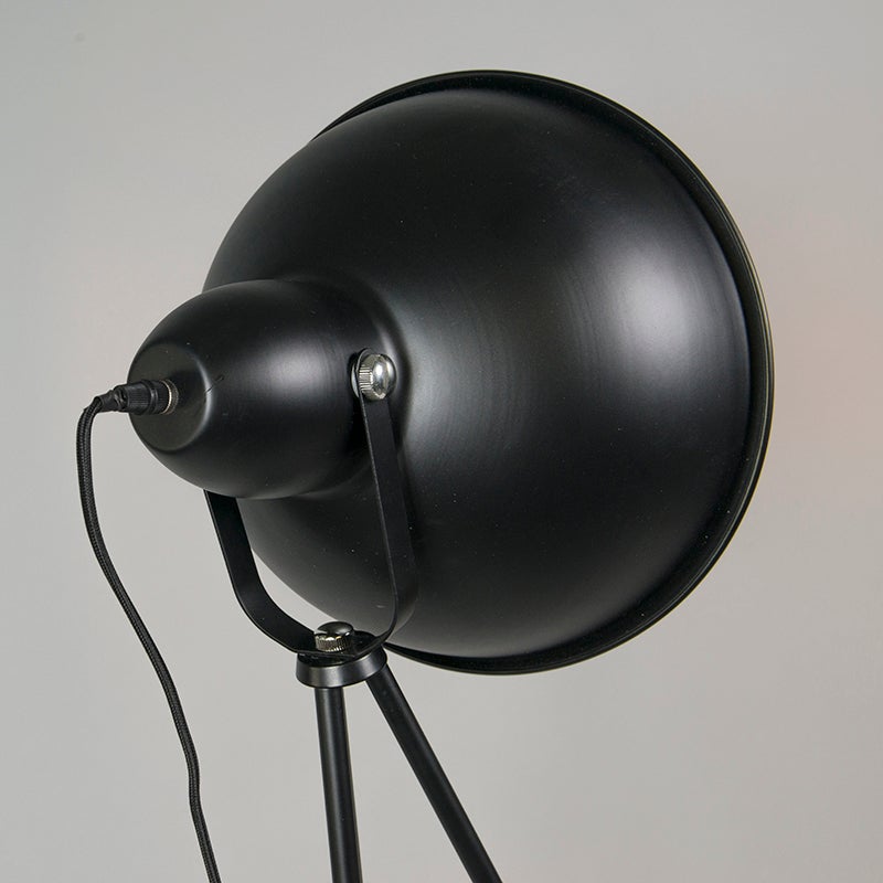 QAZQA - Moderne industriële statieflamp, zwart met goud en messing - Magna Basic 25 | Woonkamer | Slaapkamer - Staal, rond | Langwerpig - LED-compatibel, E27