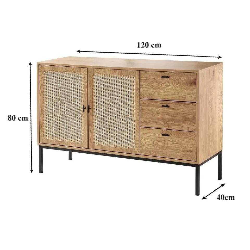 CALICOSY - Dressoir JAYA - Licht hout - 80x120x40 cm
