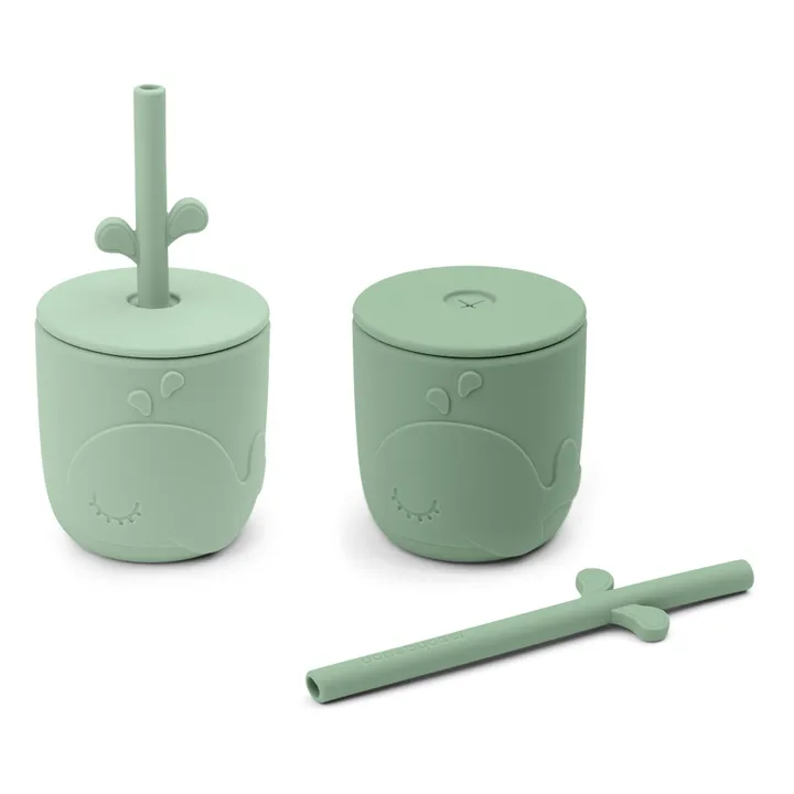 Done by deer Gobelet et paille Wally - Set de 2 | Vert