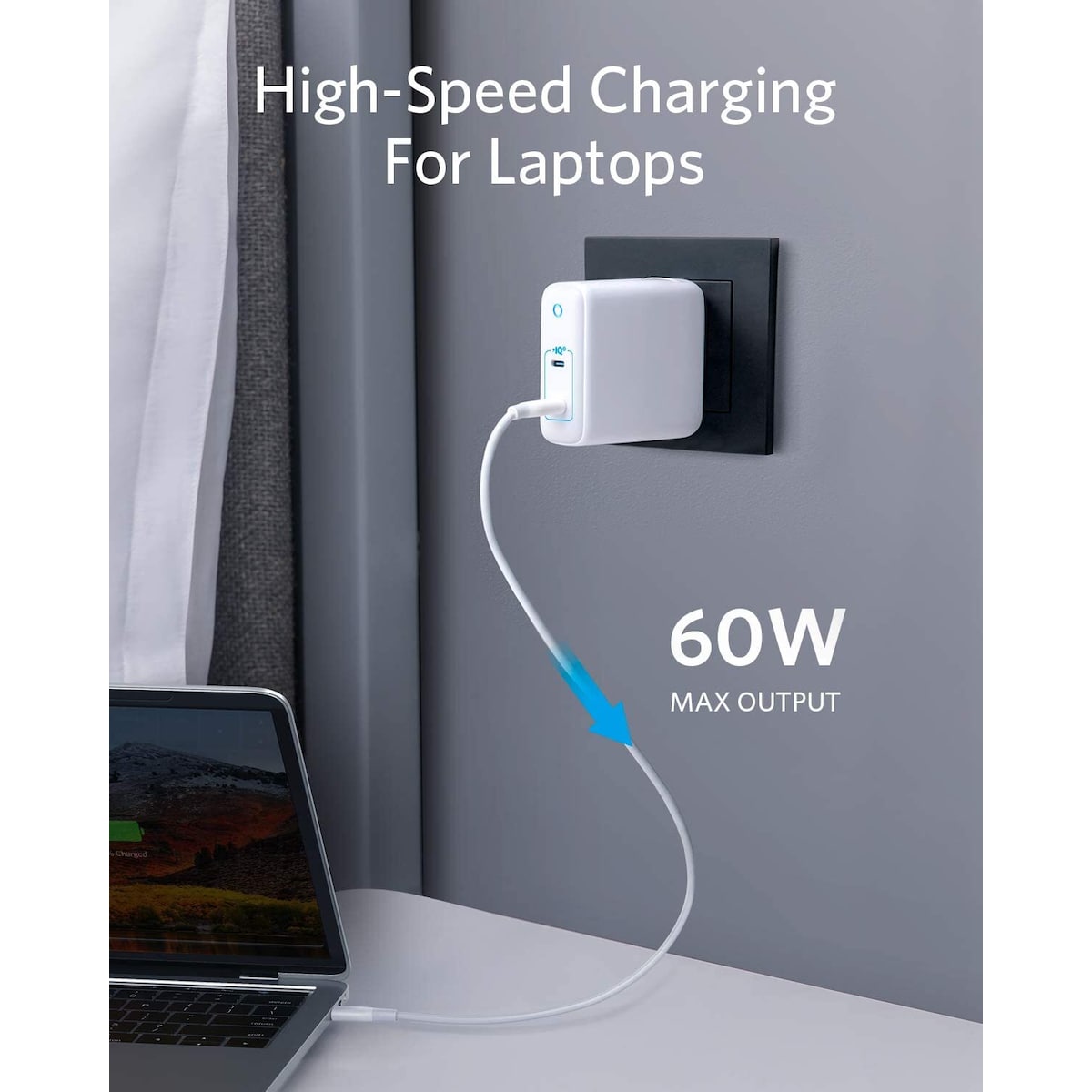 Anker PowerPort III 2-Port 60W USB-C lader (hvit)