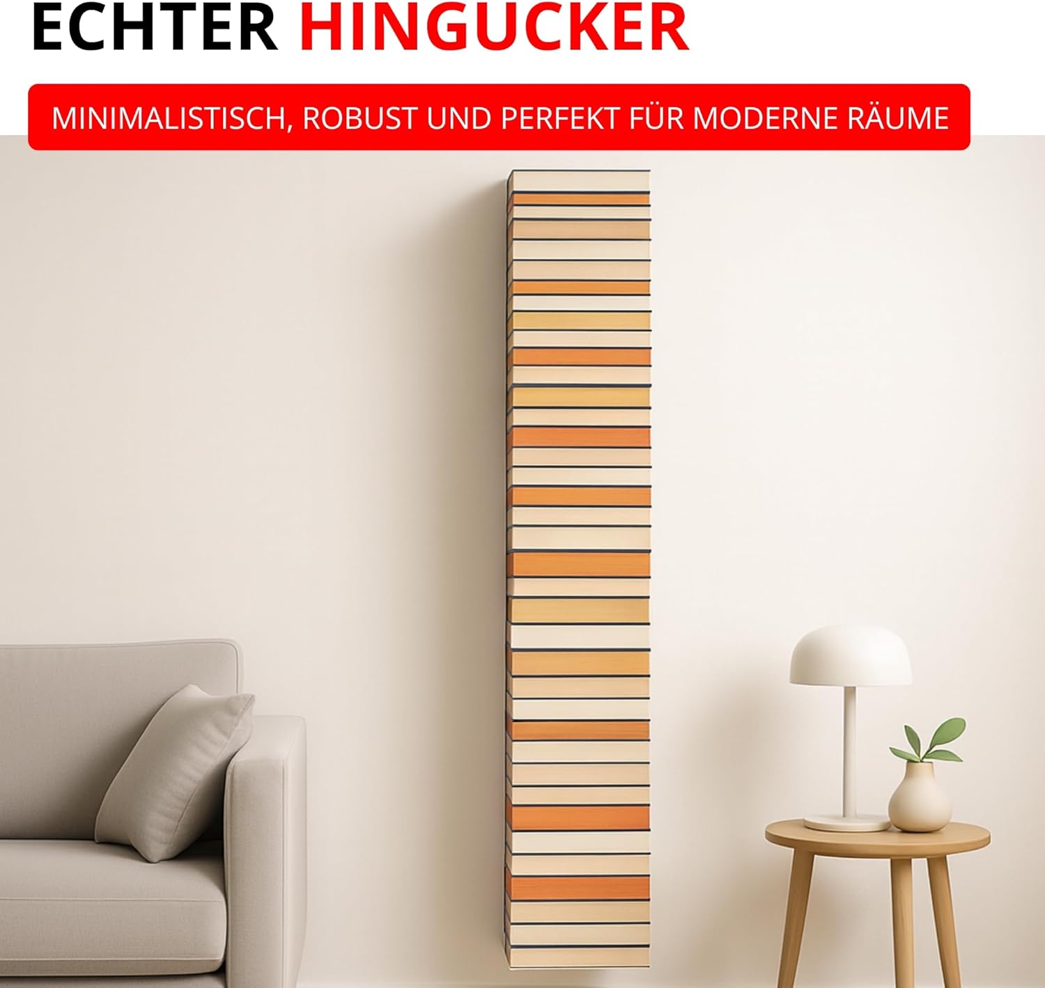 Radius Booksbaum 2 Wand groß Schwarz – Bücherregal aus pulverbeschichtetem Stahl, 15 x 170 x 15,5 cm für ca. 130 Bücher, Tragkraft 6,5 kg je Boden, modernes Wandregal (725A)