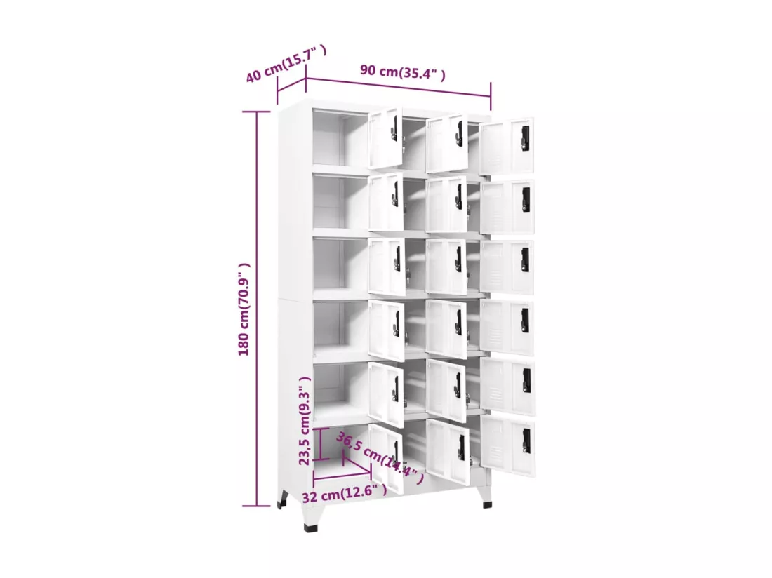 Armoire à casiers Blanc 90x40x180 cm Acier