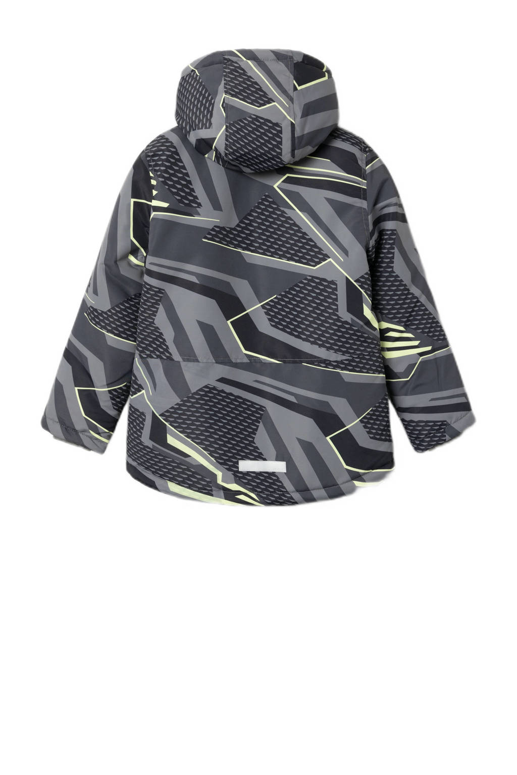 NAME IT winterjas NKMMAX met all over print zwart/grijs