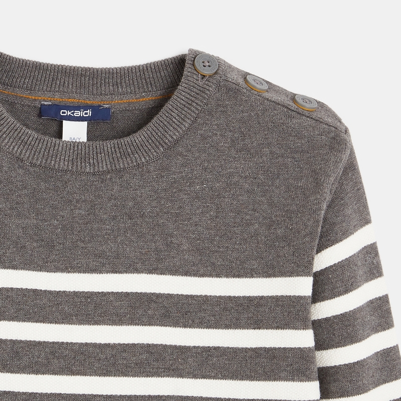 Pull marin en tricot gris garçon