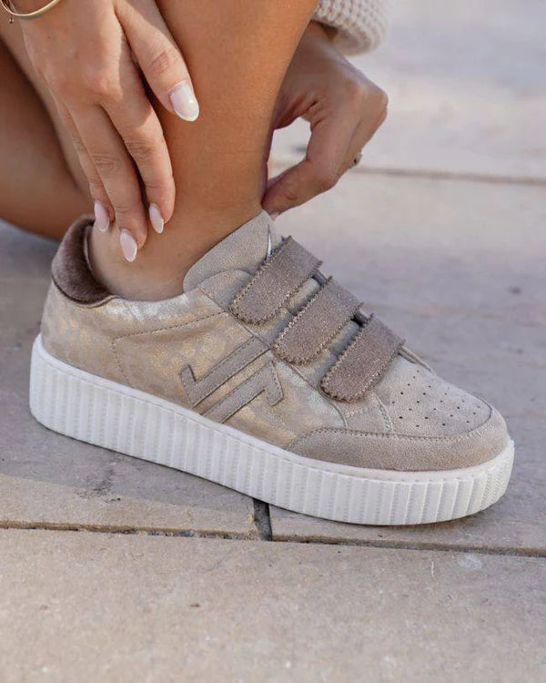 Basket femme taupe léopard creepers à scratch - CL70 TAUPE
