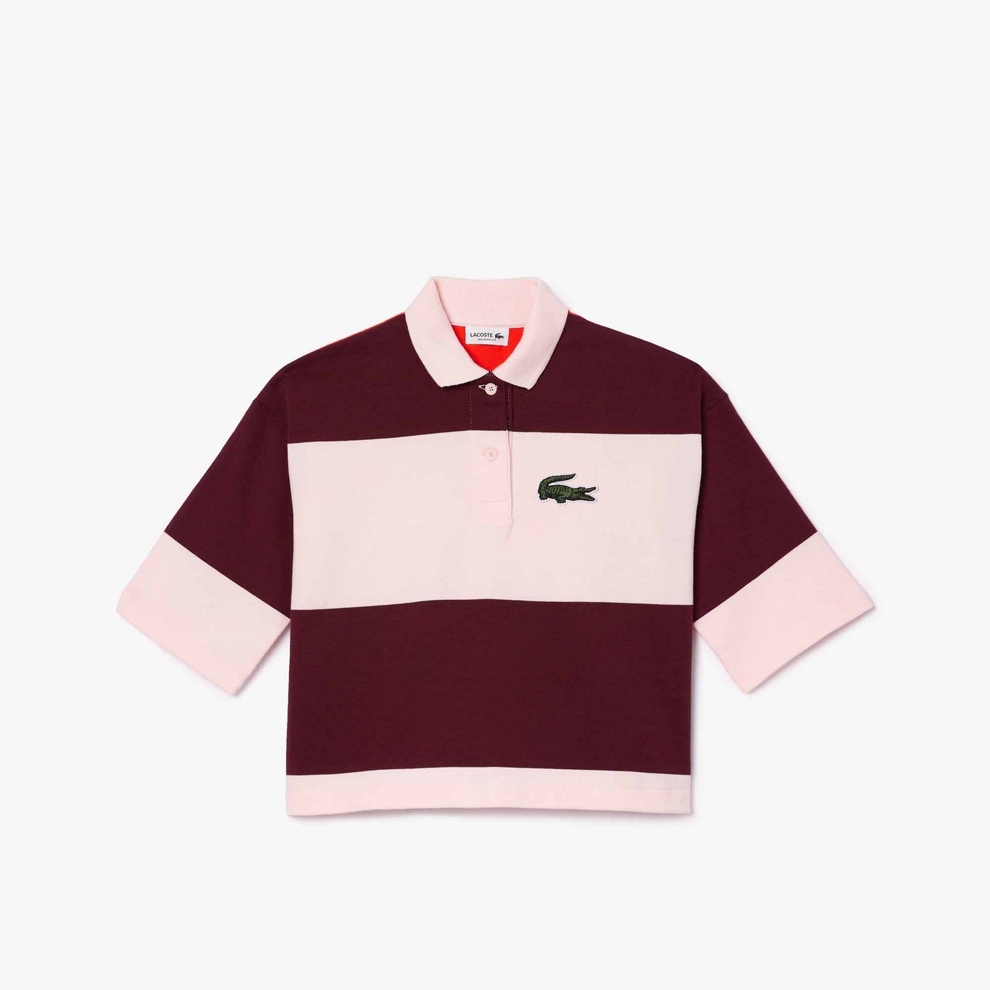 Polo à rayures en jersey épais de coton Polos - Rose - Lacoste - Fille